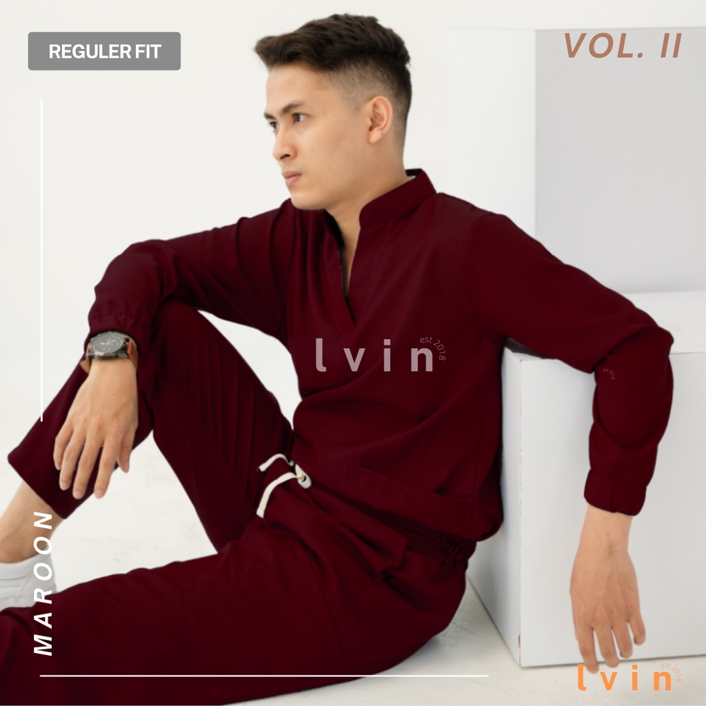 [Lvin ] Vol II -  Baju OKA Mandarin Collar Celana Reguler fit Lengan Panjang / Baju Jaga /Set Baju Celana Jaga Oka / Dokter Lengan Panjang / Baju OK 2