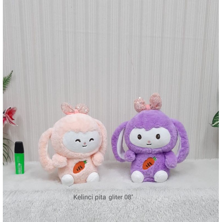 Boneka Kelinci Pita Glitter Bordir Wortel Rabbit Animal Bahan Lembut