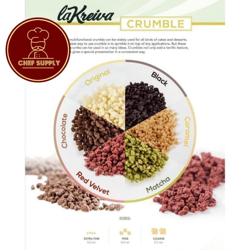 

LA KREIVA MATCHA CRUMBLE 2.5 KG FINE COOKIE TOPPING DAN FILLING HALAL