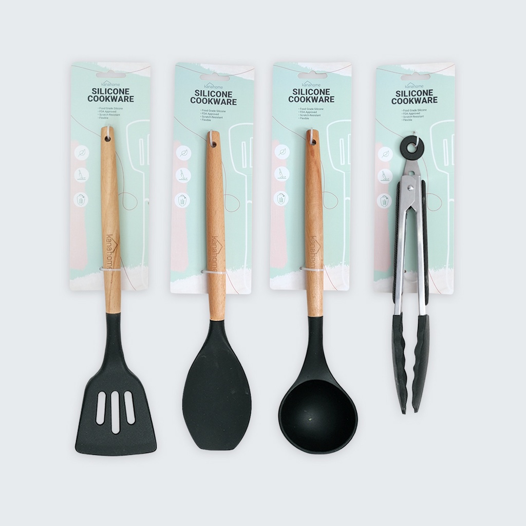 Alat masak/spatula/sutil silikon anti gores dan tahan panas keiko set-8