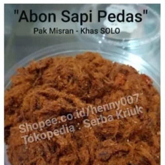 

Abon Sapi - Pedas Manis (Pak Misran Solo) 250Gr - Kemasan Plastik