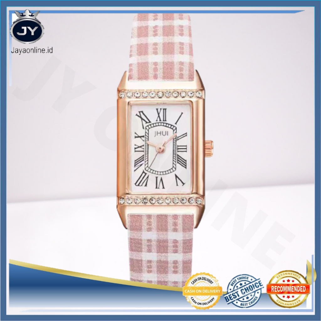 JY J033 Jam Tangan Wanita Analog Quartz Bahan Kulit Bentuk Persegi Panjang Fashion Korea Import Murah