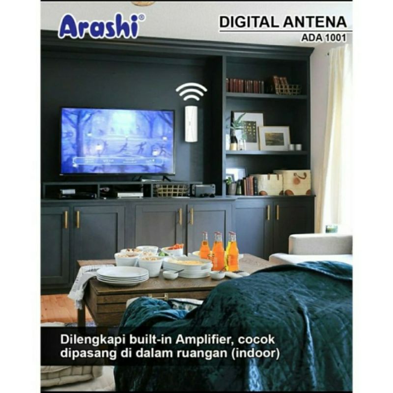 antena TV DIGITAL ARASHI ADA 1001 - indoor outdoor - garansi 1th - free kabel 10 meter