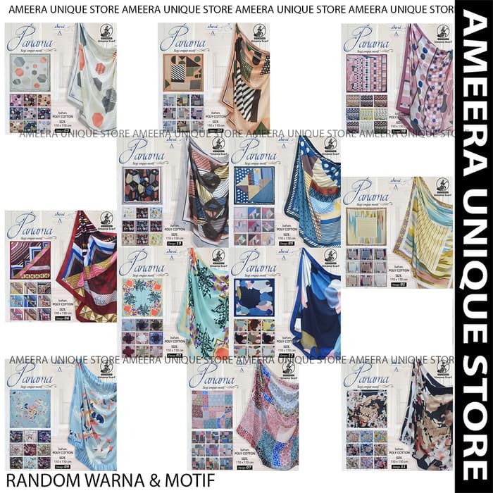 SUPER MURAH - UMAMA PANAMA MOTIF SEGI EMPAT PRINT JILBAB HIJAB SEGIEMPAT SQUARE - RANDOM MUSLIMAH U