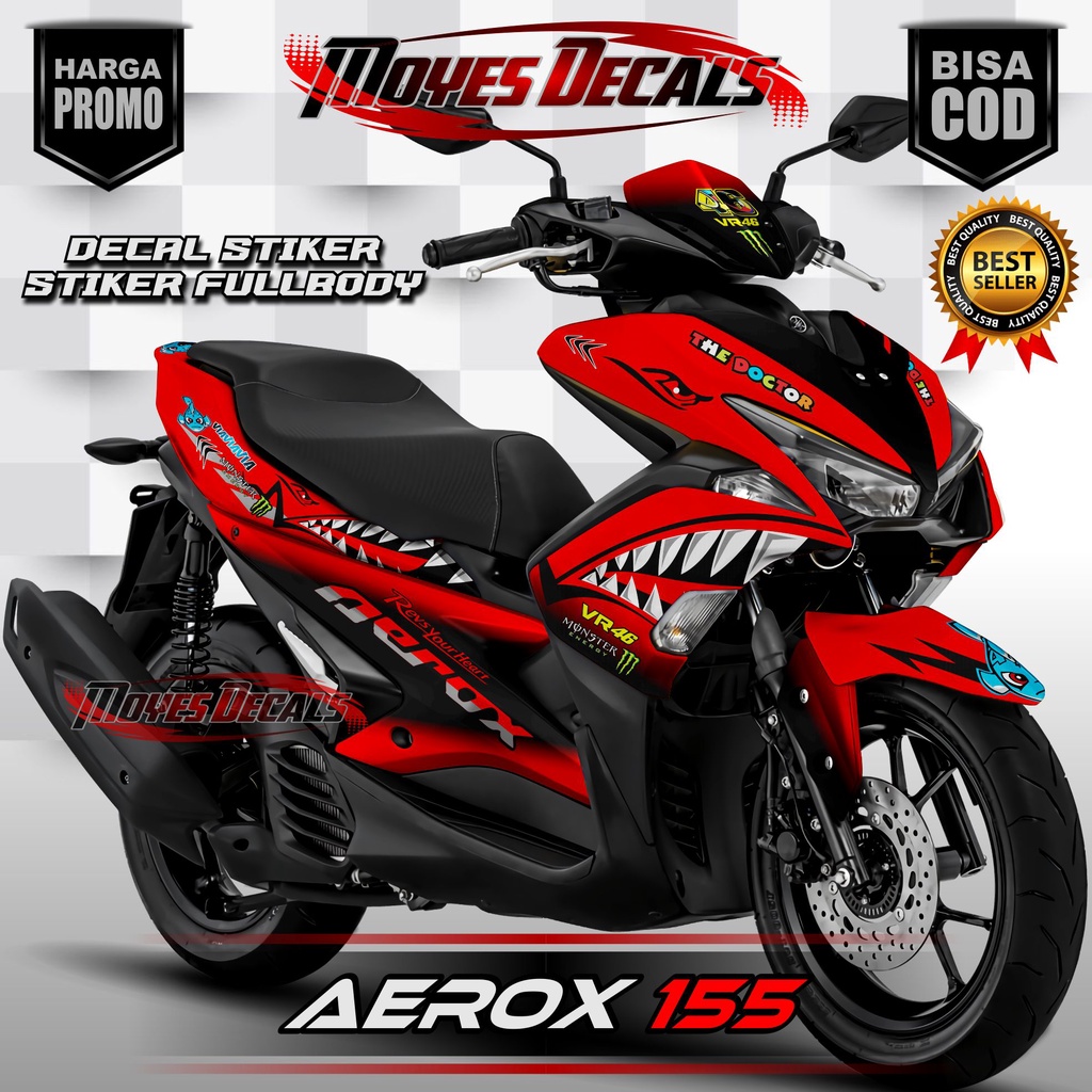 Stiker Decal Aerox 155 2016-2019 Full Body Motif Merah Sharak fullbody