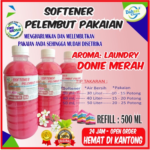 (DONie MERAH) SOFTENER PELEMBUT DAN PEWANGI PAKAIAN 500 ML DHS MEMBUAT PAKAIAN LEMBUT - MUDAH DISETRIKA