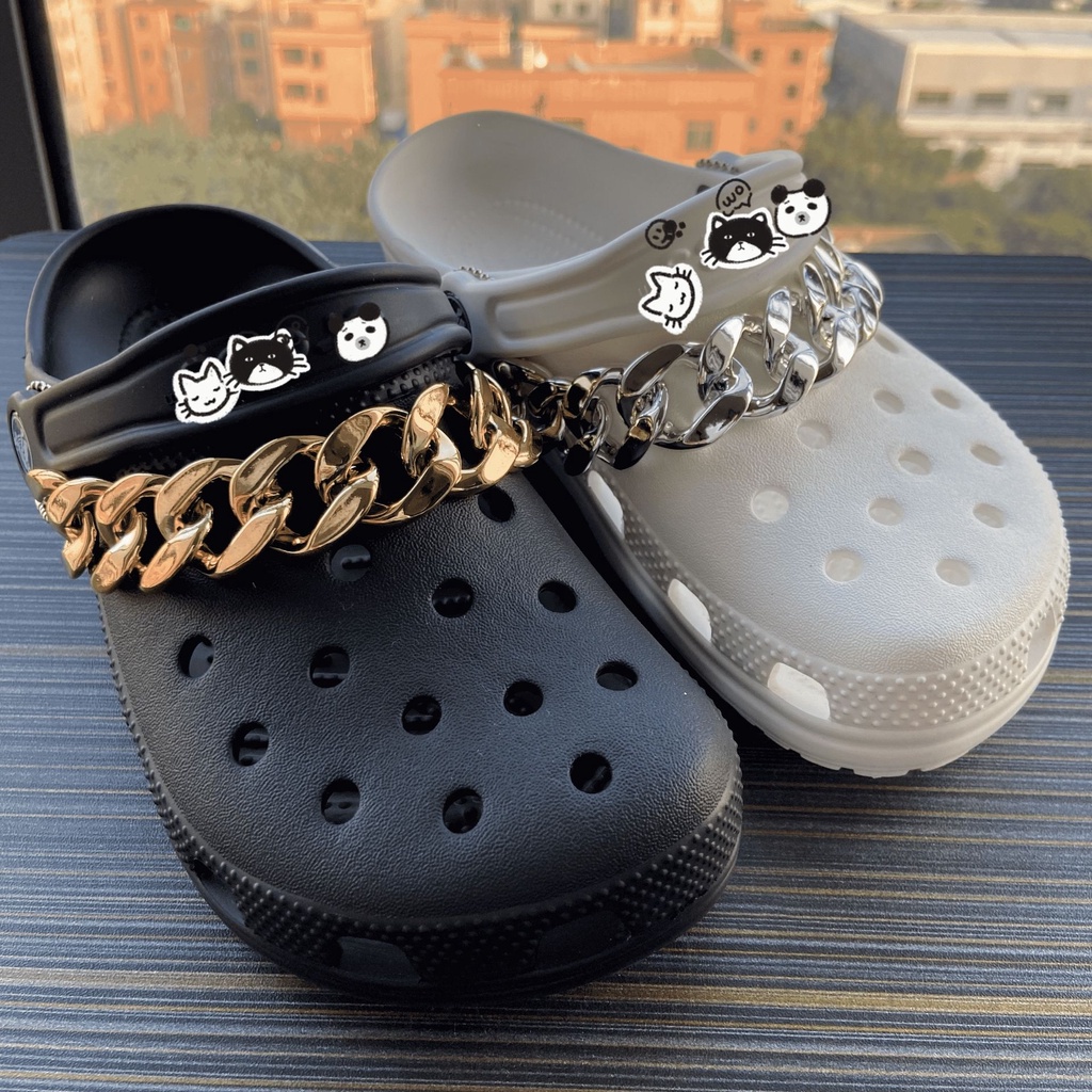 2pcs Rantai croc jibz Warna Emas Silver Untuk Dekorasi Sepatu