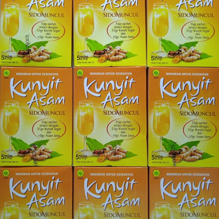 

TRADISIONALMINUMAN- KUNYIT ASAM 1 BOX ISI 5 SACHET - AGEN RESMI SIDO MUNCUL -MINUMAN-TRADISIONAL.