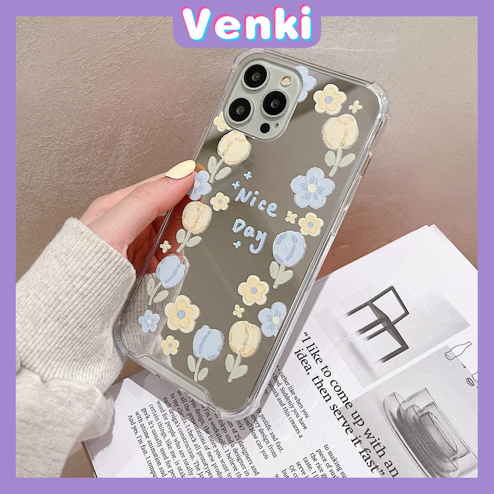 iPhone Case Acrylic Mirror Airbag Shockproof Protection Camera Oil Painting Flowers Tulip Compatible with iPhone 11 iPhone 13 Pro Max iPhone 12 Pro Max iPhone 7 Plus iPhone xr