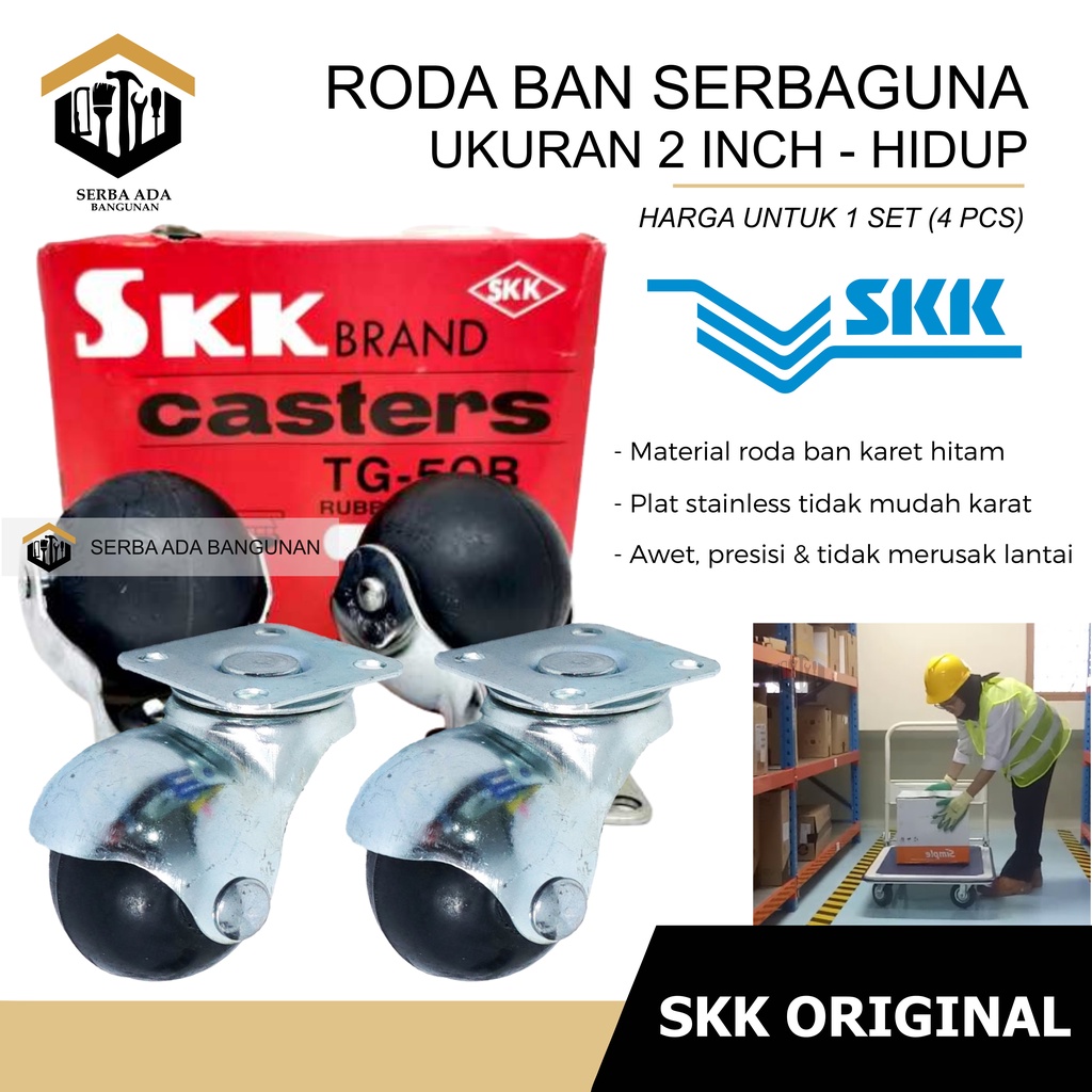Roda Caster Roda Etalase Roda Bulat Karet SKK TG 50 UKURAN JUMBO Roda Kursi Lemari Rak 1 KTK