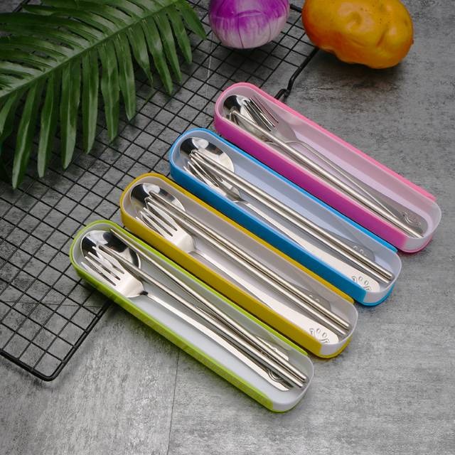 Sendok Set Stainless Steel Tebel - Sendok Garpu Sumpit Alat Makan Set - Sendok Set Travel