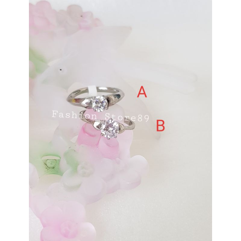 Cincin permata Love titanium silver import antikarat selamanya fashion couple ring bestseller white