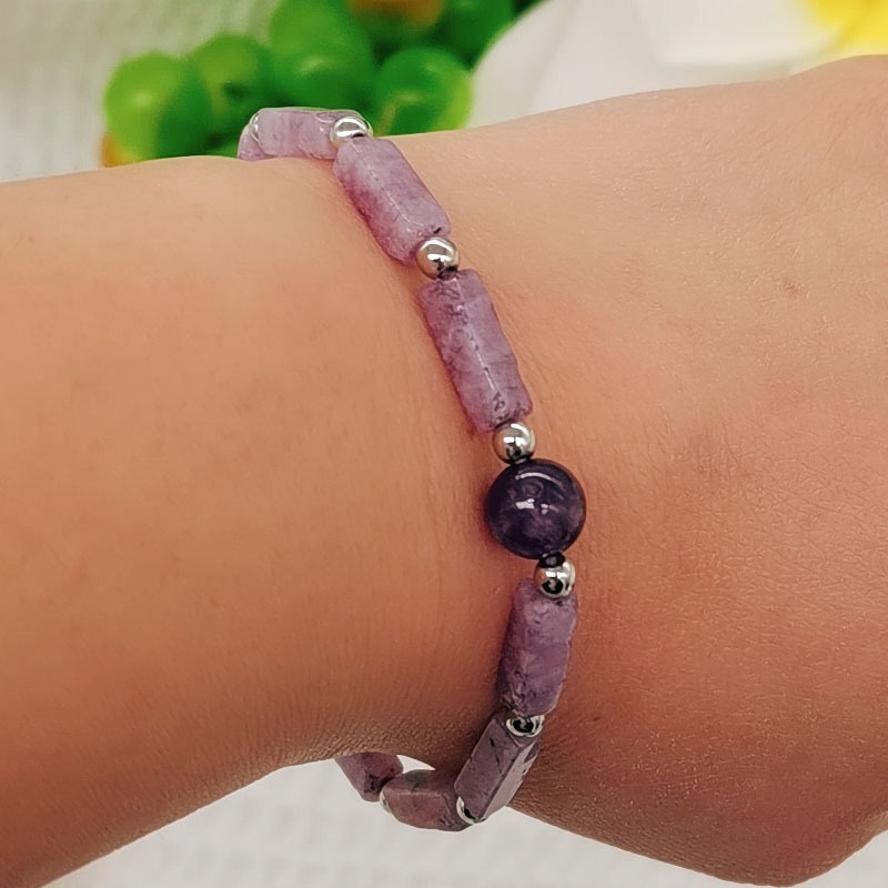 Gelang Manik-Manik Kristal Amethyst Stretch Untuk Wanita