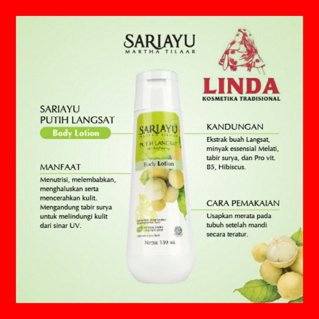 SARIAYU BRIGHT SKIN  PUTIH LANGSAT  BODY LOTION 150 ML