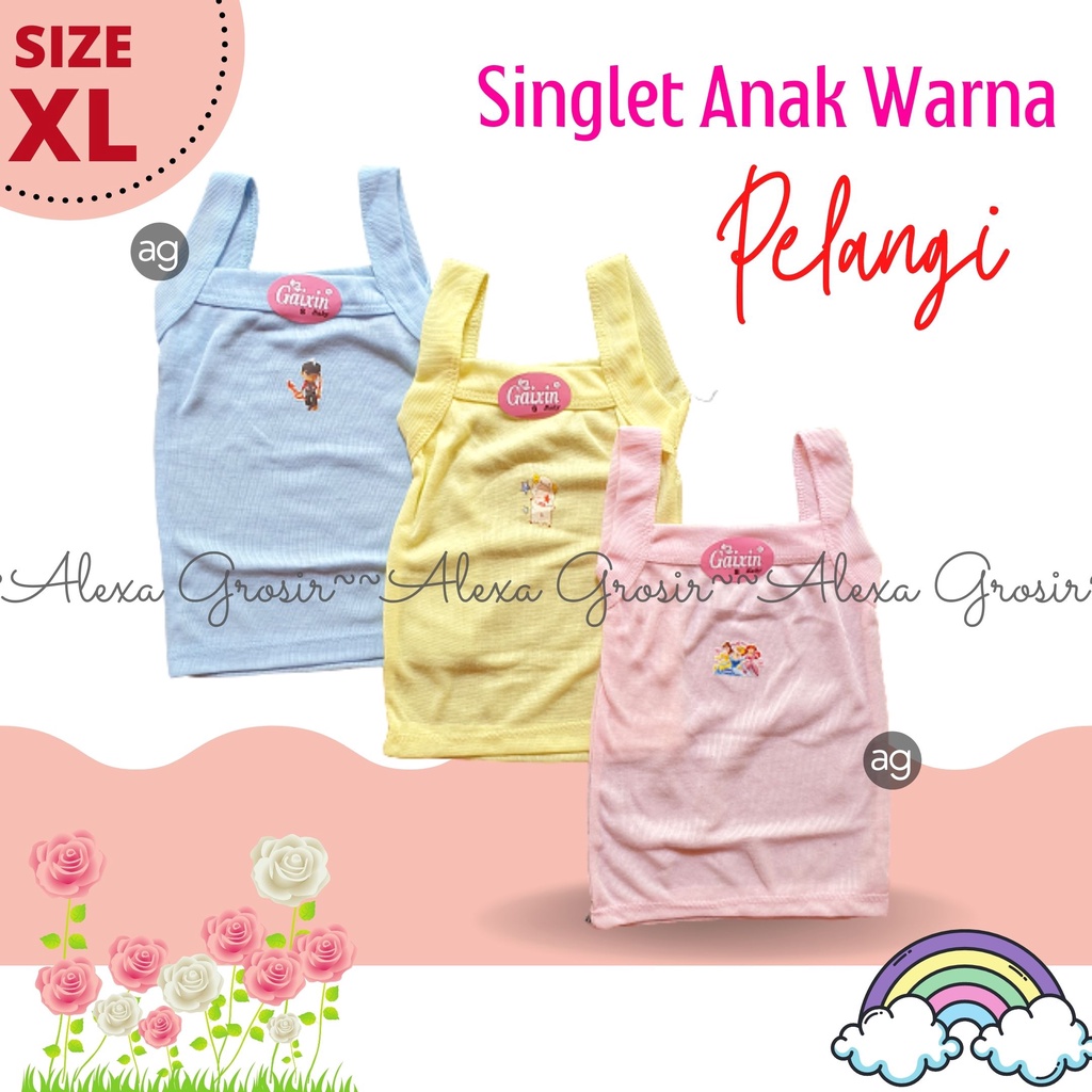 Singlet Anak Kaos Dalam Anak Pelangi Size S M L XL XXL- Alexagrosir