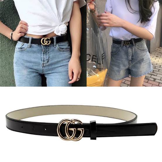 Belt Gucci Gold Hitam ikat pinggang cantik GC gesper wanita modern Hp_839
