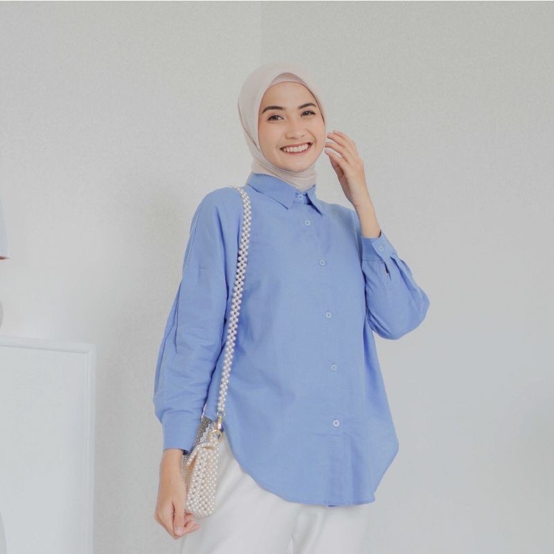 KEMEJA LINEN NELKA SHIRT / KEMEJA WANITA OVER SIZE / KEMEJA WANITA KEKINIAN BAHAN PREMIUM ADEM DAN NYAMAN DI PAKAI