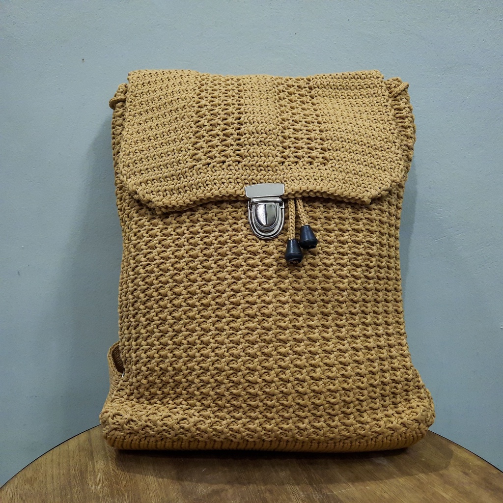Tas Ransel Rajut Camilia - SenjabyAtsa-Krem