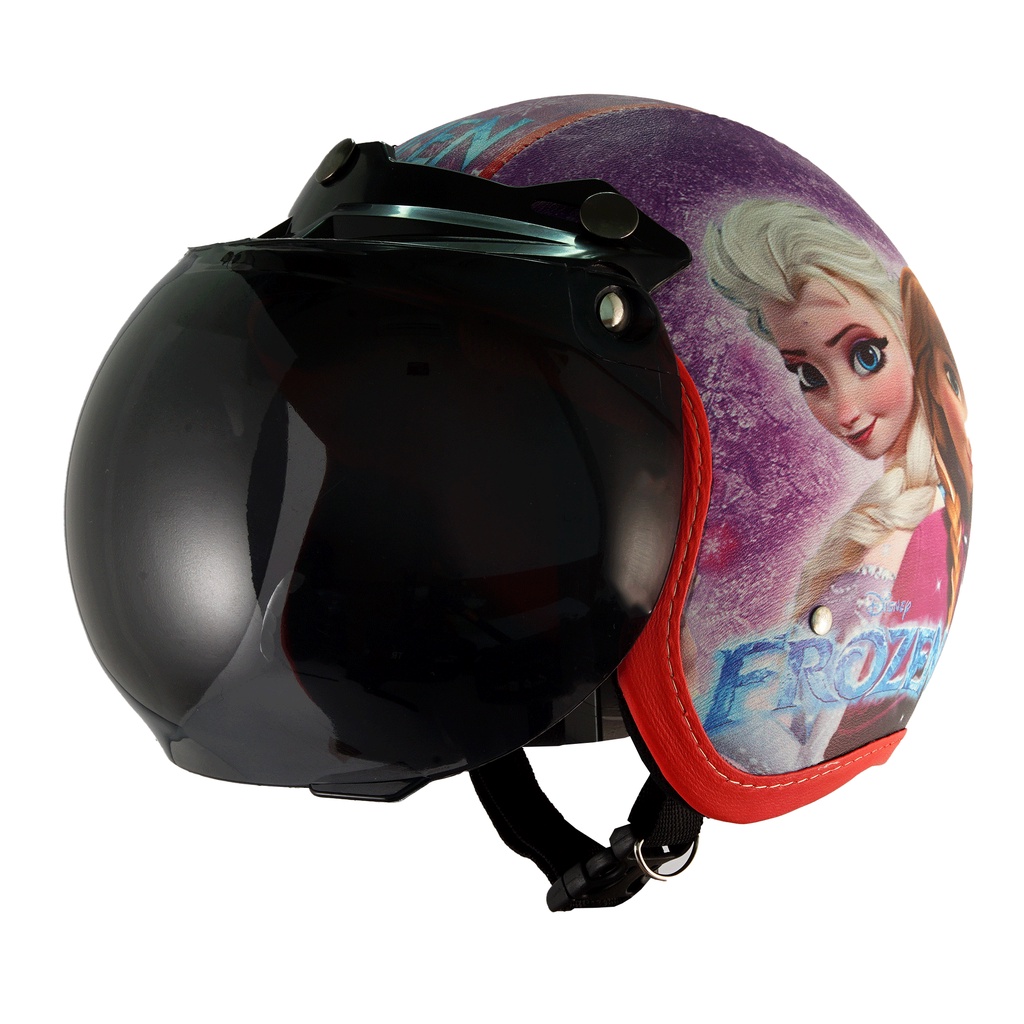 Helm Bogo Retro Anak Untuk Usia 2-6 Tahun Motif Frozen - Ungu Merah