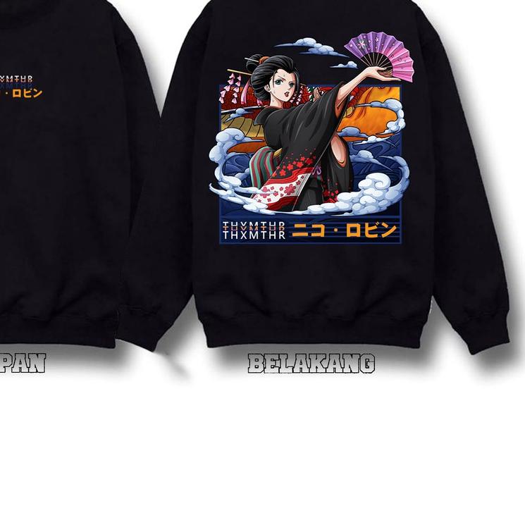 ✥ SWEATER CREWNECK NICO ROBIN ONE PIECE ANIME MANGA ニコ・ロビン NIKO ROBIN NAMI RORONOA ZORO FRANKY BOA S