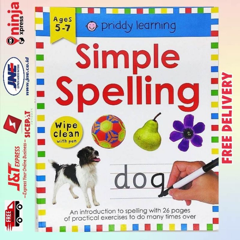 Priddy Learning Simple Spelling Wipe Clean Workbook with Pen for Ages 5-7