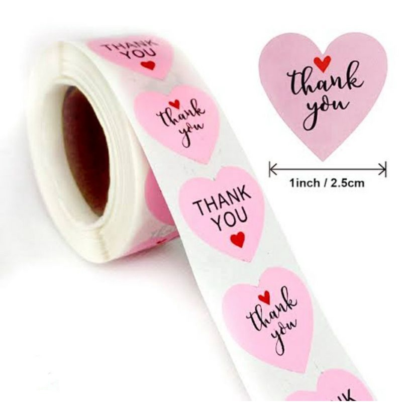 

Label Sticker Thank You Pink Love 100 pcs | Label Souvenir | Label Craft | Label Olshop