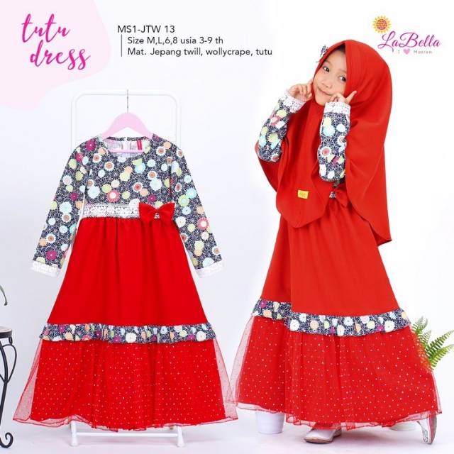 LBG-282 Baju Muslim Anak Perempuan Gamis Tutu Labella