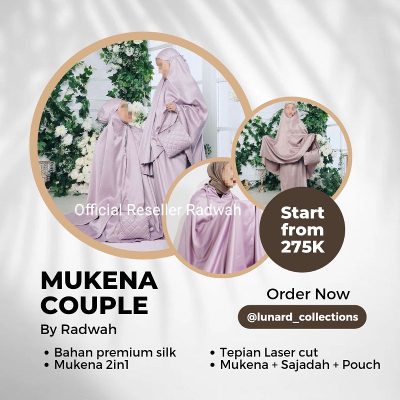 Mukena Couple Radwah New Color New Laser Cut Mukena Plain Premium