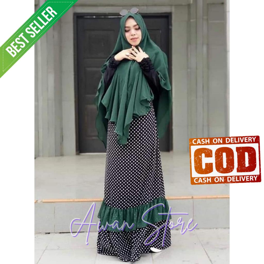 LANGSUNG KIRIM Gamis monalisa set krudung / Gamis Wanita Terbaru