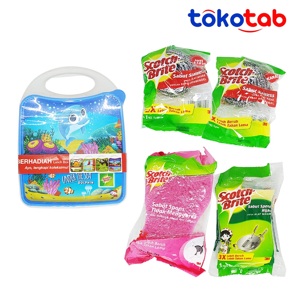 

Tokotab - Paket Spons Sponge Cuci Piring Set 3M SCOTCH BRITE ID-SML 5 in 1