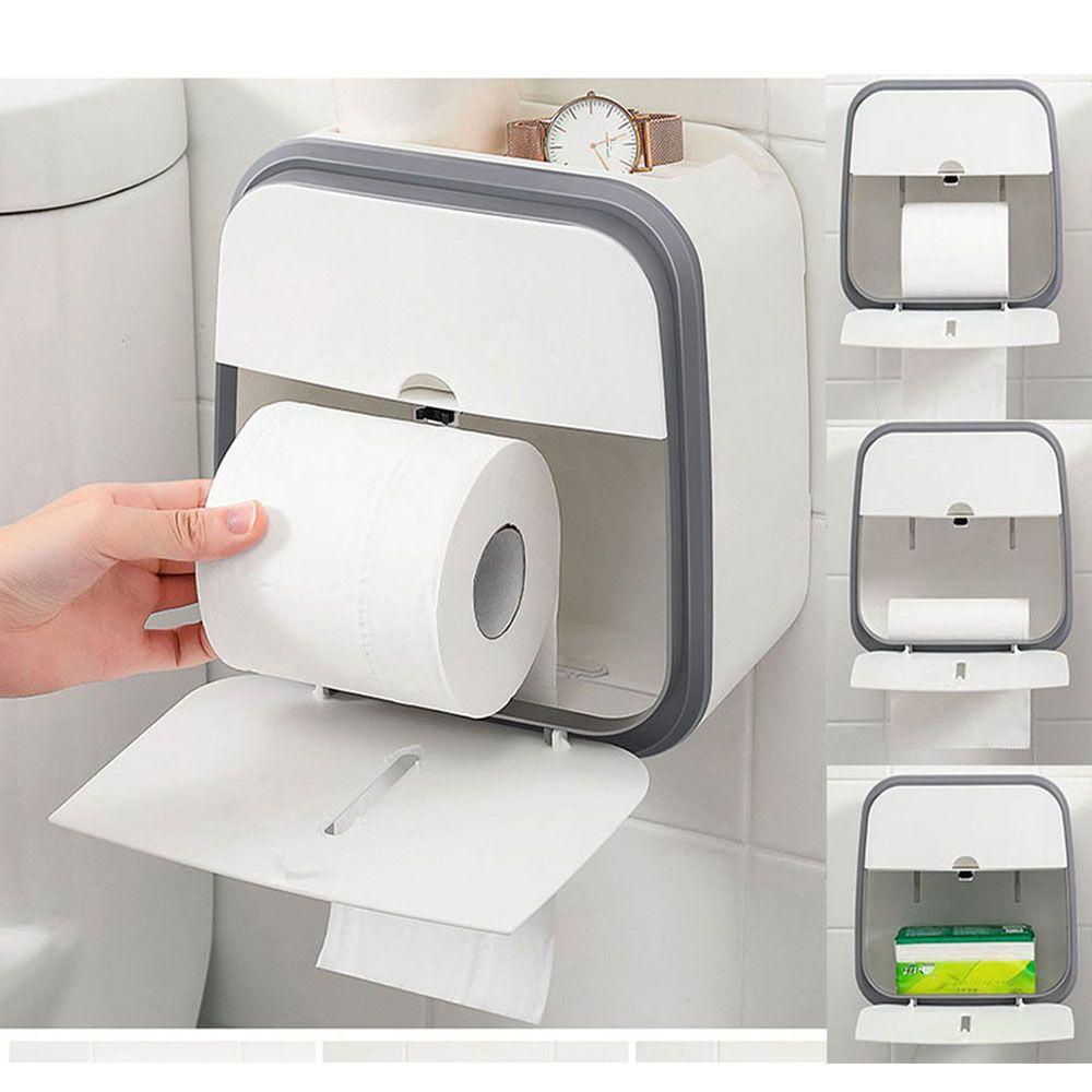 Solighter Toilet Paper Holder Peralatan Penyimpanan Dipasang Dinding Rumah Tangga Kreatif