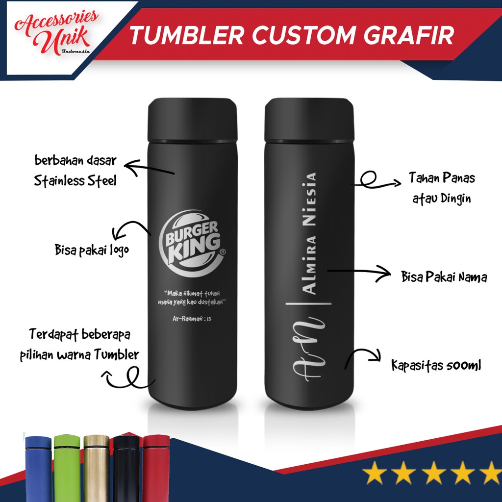 Jual Tumbler Termos Custom Grafir Logo Nama Sakura Life Indonesiashopee Indonesia 4528