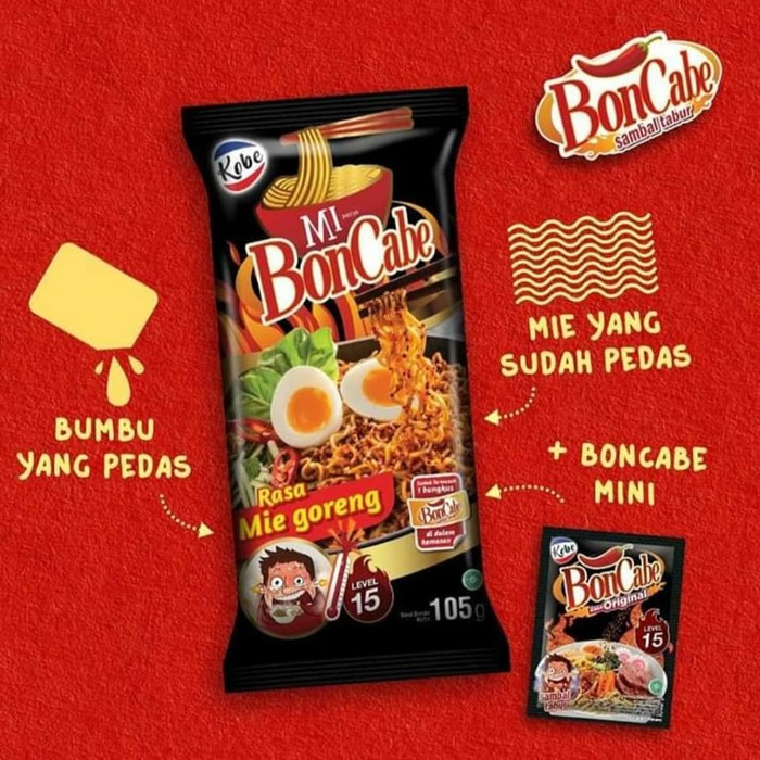 [GROSIR] Mie BONCABE Level 15 Mi Bon cabe Mie pedas Mie kobe mie pedas 105gr boncabe makaroni mie boncabe level 30