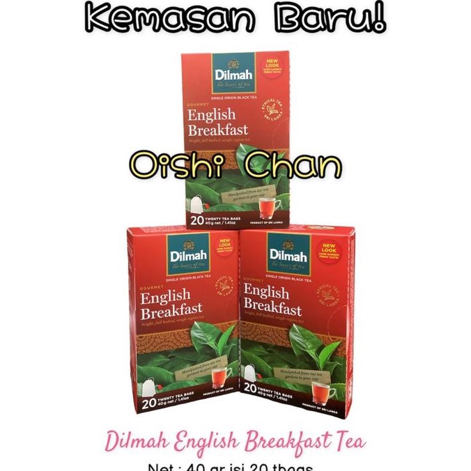 

[ COD ] Teh Dilmah English Breakfast 20 bags - 40gr TERLENGKAP Kode 206
