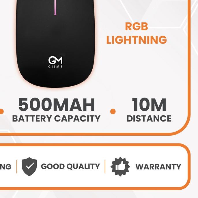 Giime.Id - Mouse Wireless Slim Ultra Ergonomis Silent Click Nyaman Digunakan Original Impor Garansi 