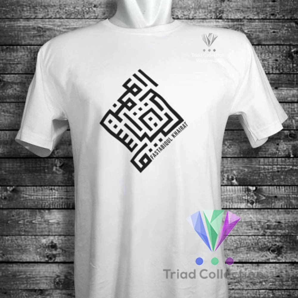 FASTABIQUL KHAIRAT | Kaos Dakwah Islami Cotton Combed 30s Premium Distro Baju Muslim Santri | 1487-3