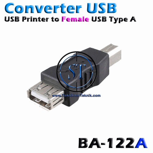 BA-122A Converter USB Printer to Female USB Type A Sambungan Socket Adapter to Plug B