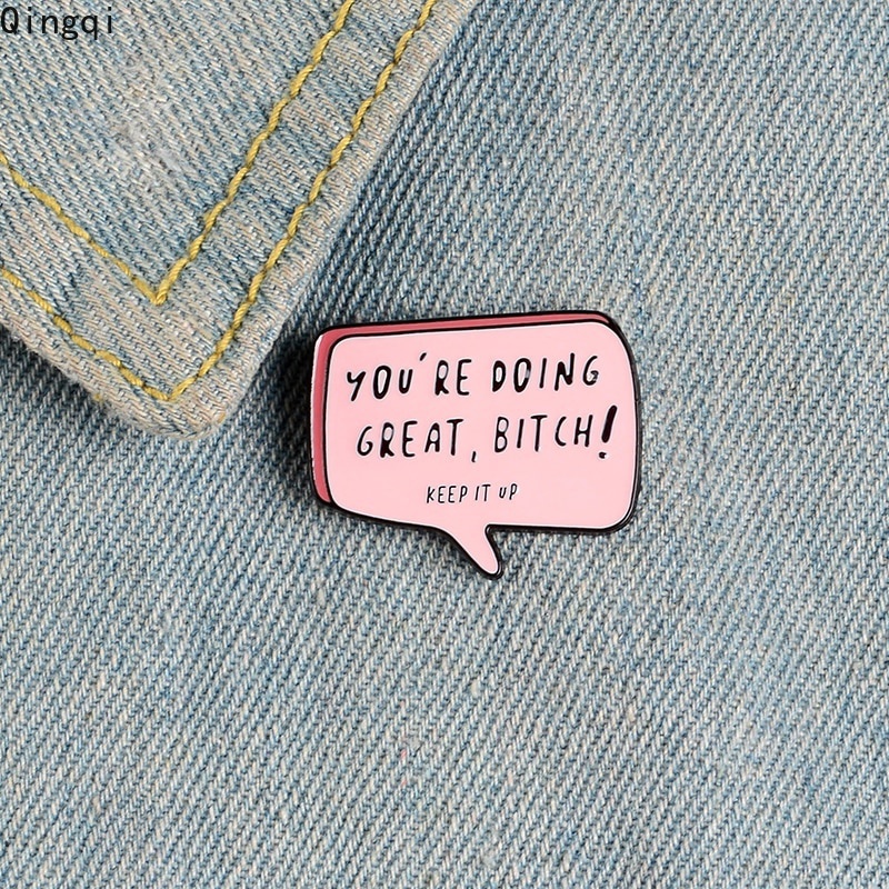 Bros Pin Enamel Desain Kartun Tulisan You Are Doing Great Untuk Hadiah