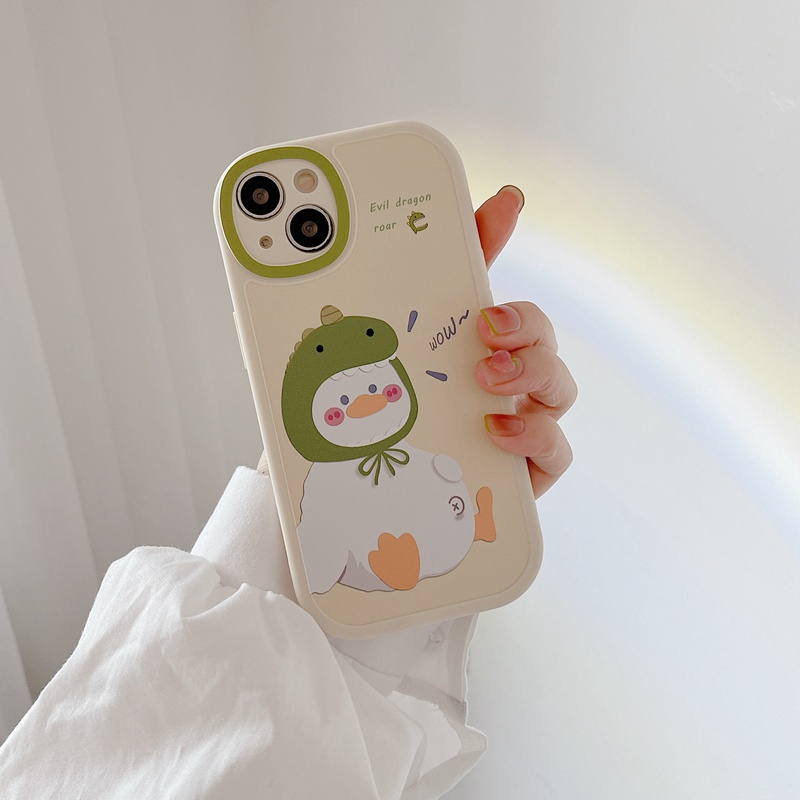 Cute Dinosaur Duck Soft Case OPPO A3S 5 6 7 4F C1 5 5S 5i C3 C11 C20 C20A 7i  C17 C15 C12 Narzo 20 C25 C21Y C25Y Camera Protector Casing hp