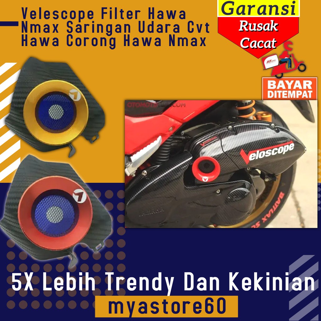 Velescope Filter Hawa Nmax Saringan Udara Cvt Hawa/ Corong Hawa Aksesoris Variasi Motor Yamaha Nmax