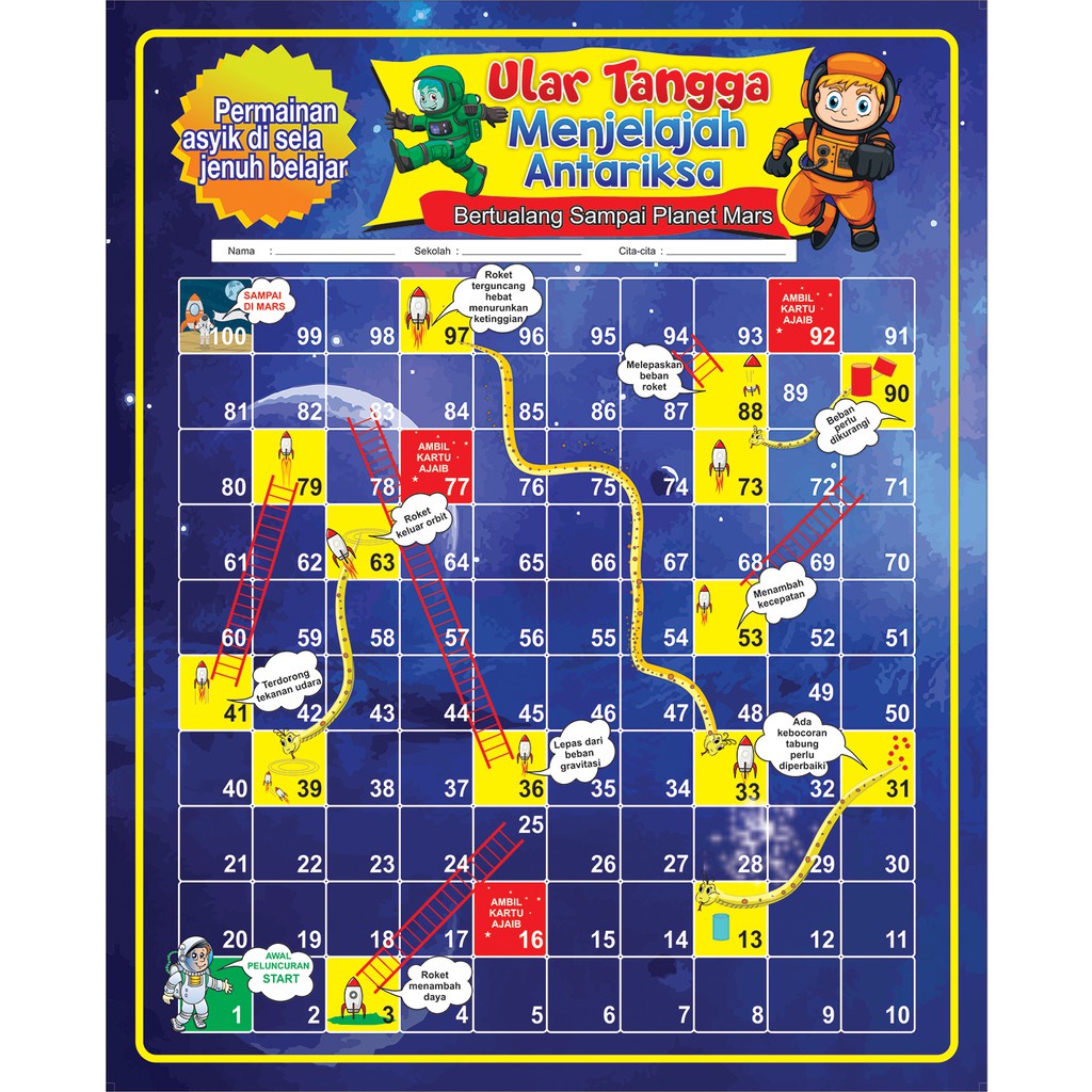 [Solusibuku Jakarta] Permainan Ular Tangga Menjelajah Antariksa - ECOSYSTEM KIDS