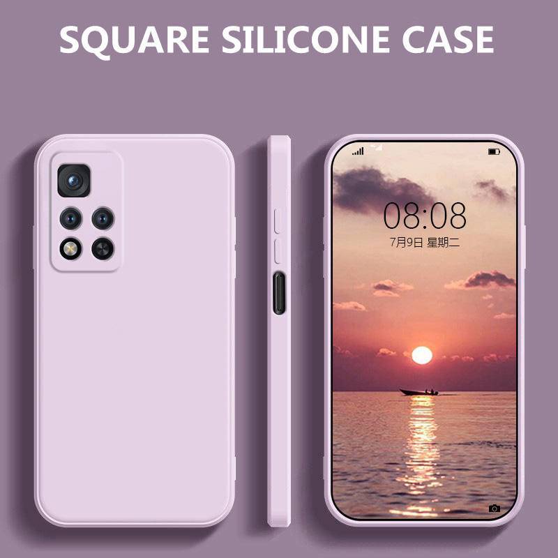 Soft Case Bahan Silikon Cair Bentuk Kotak Untuk Xiaomi Mi Poco F4 GT F3 F2 M3 M4 Pro Poco X3 GT NFC X4 Pro