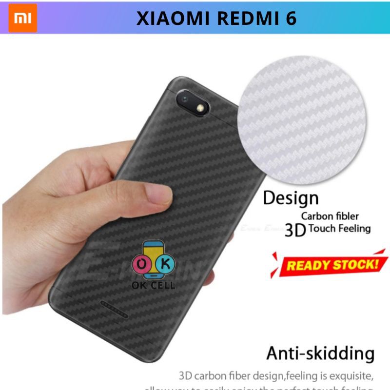 Skin Carbon Xiaomi Redmi 6 - Garskin Carbon Fiber Redmi 6 Sticker Anti Gores Belakang Premium