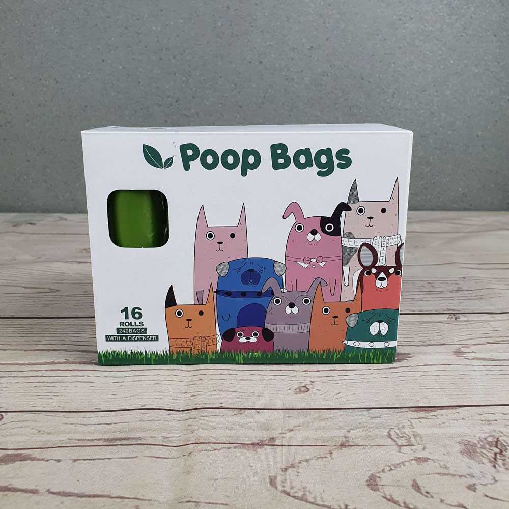 Plastik Kotoran Hewan Anjing Kucing Poop Bags 16 PCS with Dispenser Tempat Kotoran Binatang Minimalis Berkualitas