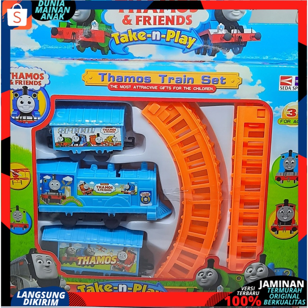 KERETA API SET MAINAN ANAK LENGKAP DENGAN REL / KERETA BATRAI KARAKTER KARTUN