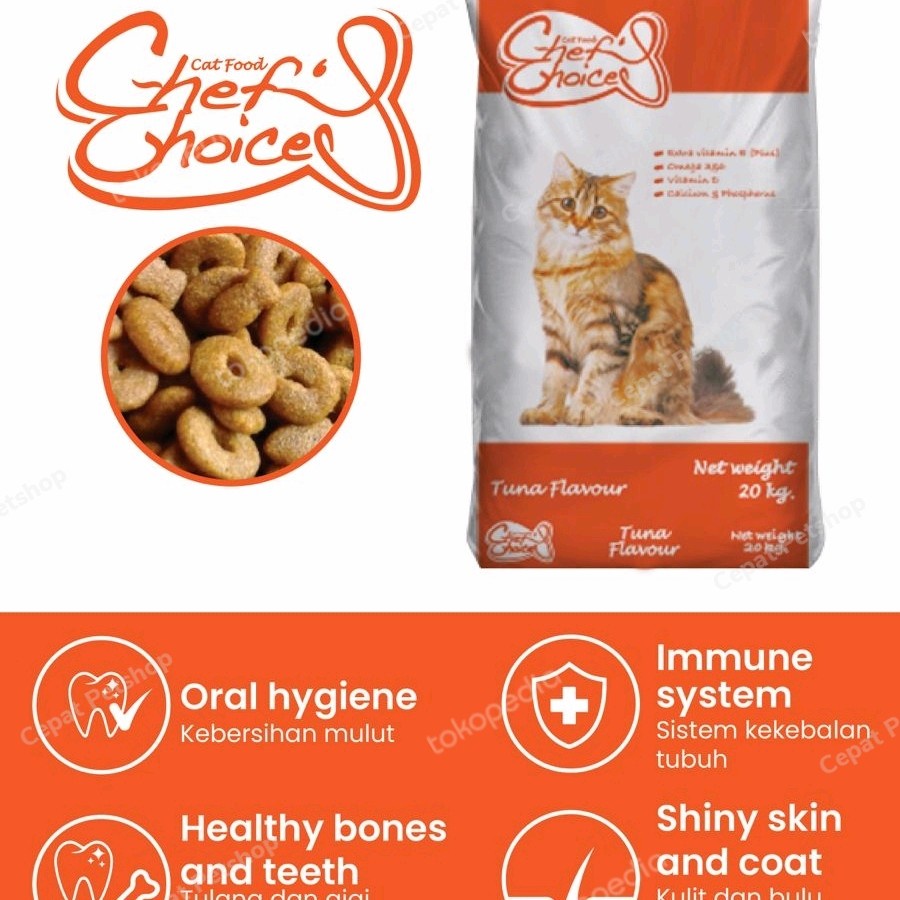 makanan kucing chef choice repack adult tuna 1kg adult cat food - chef choice 1kg