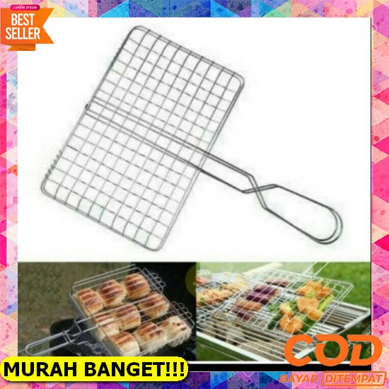 Panggangan Besi Untuk Ayam Ikan Sosis Bakso Bakar Serbaguna Jumbo Panggangan Ayam / Ikan Stainless -