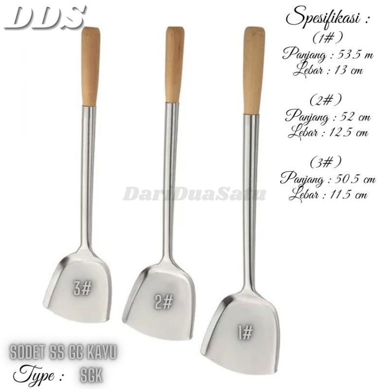 Sodet Spatula Stainless Gagang Kayu Jumbo