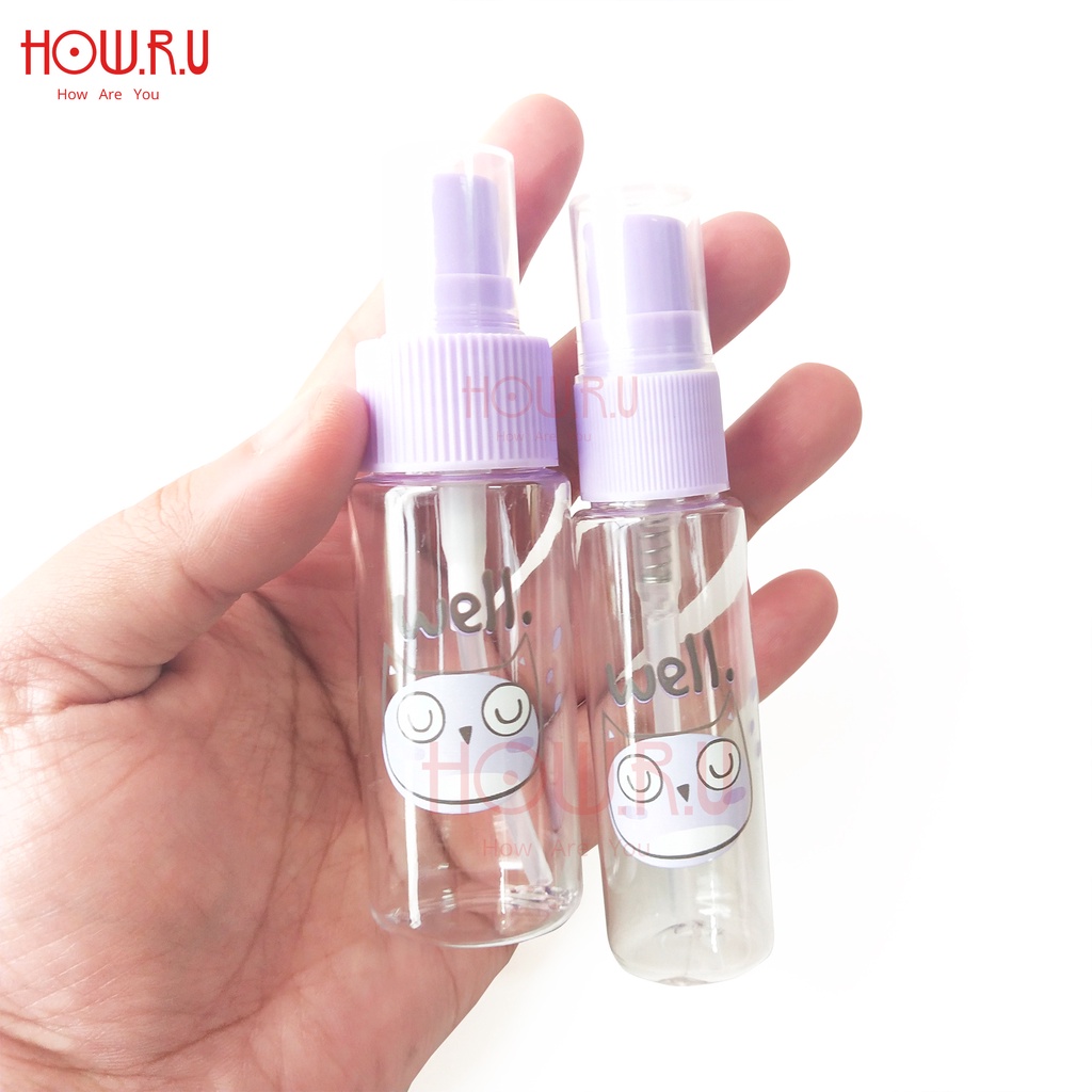 HOW.R.U | 25-35 ml - Botol Spray Lucu PET / Tebal / Import / Tempat Disinfektan / Facemist