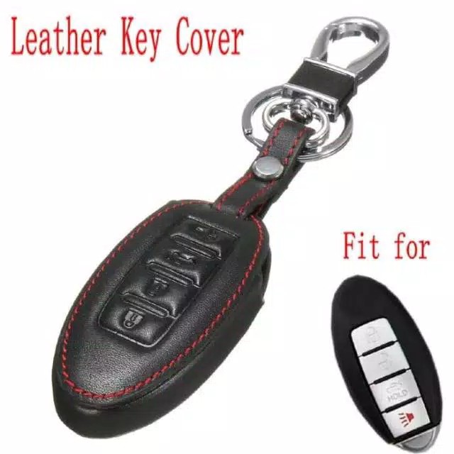 Leather Key Cover Kondom Kunci Kulit Nissan 4 Tombol Xtrail X-Trail Juke March
